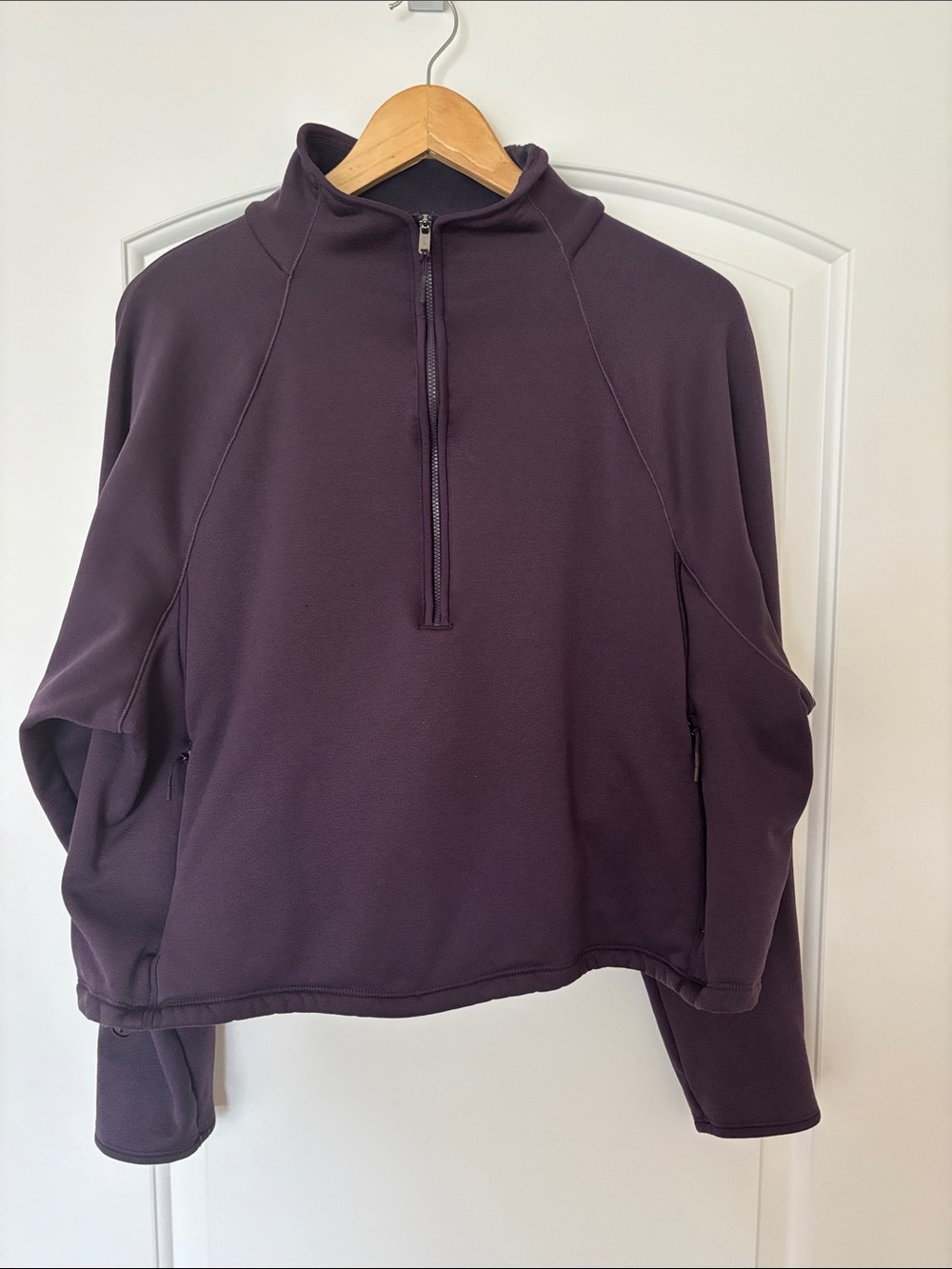 Athleta Altitude Plum Fleece 1/2 Zip Cropped Sweatshirt Women’s L EUC